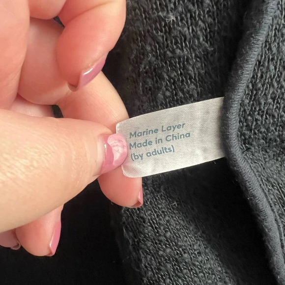 Marine Layer Birdseye Coat Open Cardigan Sweater Knit Navy Jet Black Size US‎ XS - Picture 9 of 10